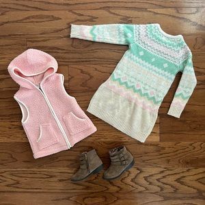 Girls size 3T Sweater Dress, Vest and Boot Style Bundle